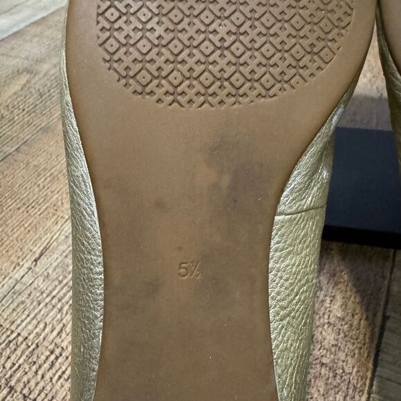 Tory Burch - Claire Metallic Tumbled Leather Ballet Flats Spark Gold 5.5 - Picture 10 of 14